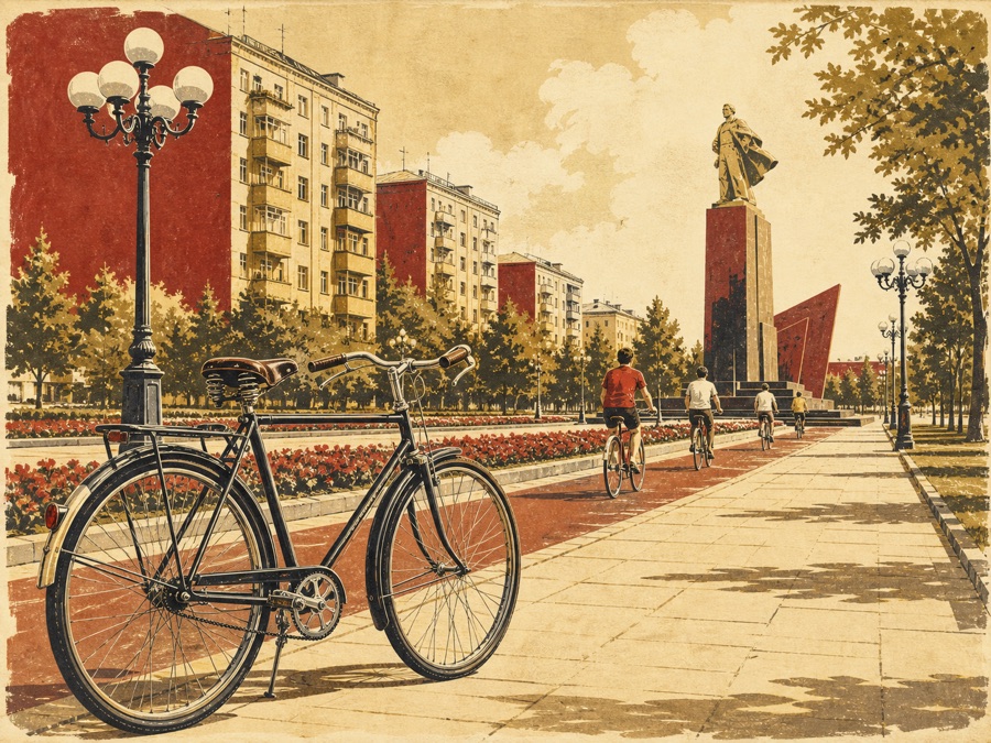 Red Streets Cycling Tour poster illustration